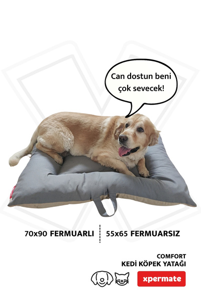 XPERMATE Köpek Minderi Köpek Yatağı Kedi Yatağı Antrasit Bej Comfort