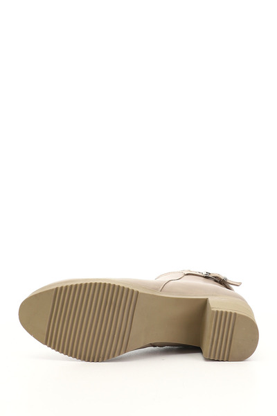 GÖNDERİ(R) Kadın / Kız Bej Fermuarlı Kalın Topuklu Hakiki Deri Bot