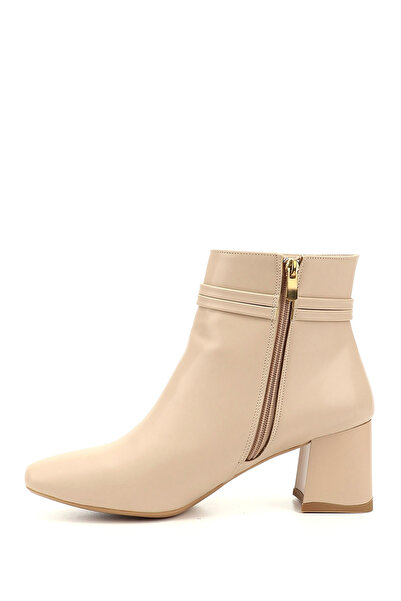 GÖNDERİ(R) Γυναικείες/Κορίτσια Μπεζ μπότες με φερμουάρ και χοντρό τακούνι