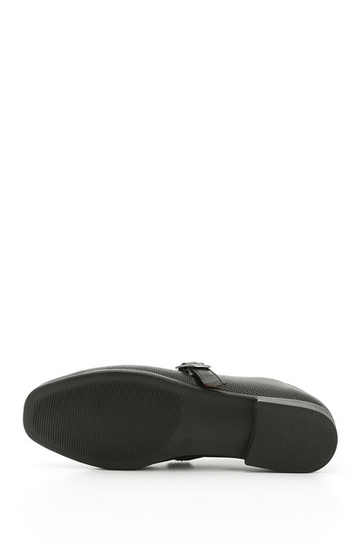 GÖNDERİ(R) Women's Black Printed Mary Jane Genuine Leather Ballerinas
