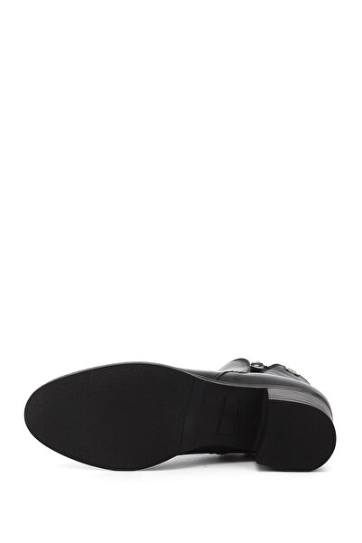 GÖNDERİ(R) Γυναικείες μαύρες μπότες από γνήσιο δέρμα με χοντρό τακούνι με διπλό φερμουάρ