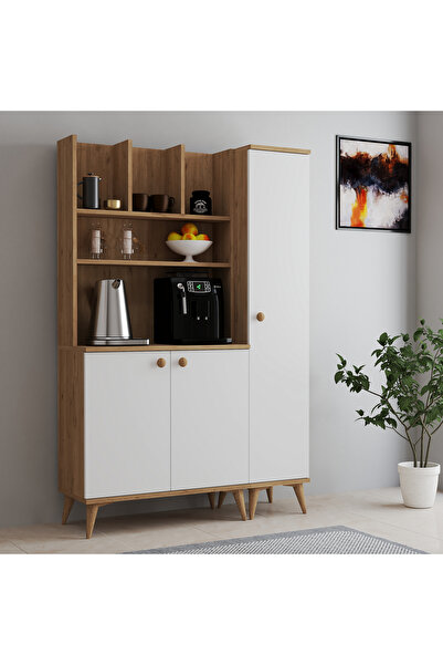 FERNISO Modern Ahşap Tasarım Dolaplı Kahve Köşesi