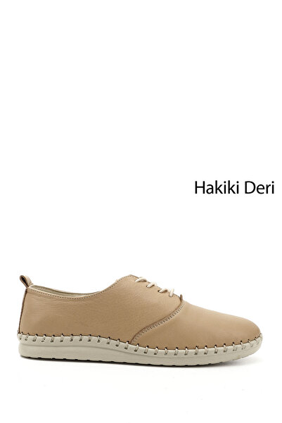 GÖNDERİ(R) Women / Girls Nude Lace-Up Genuine Leather Comfort Shoes