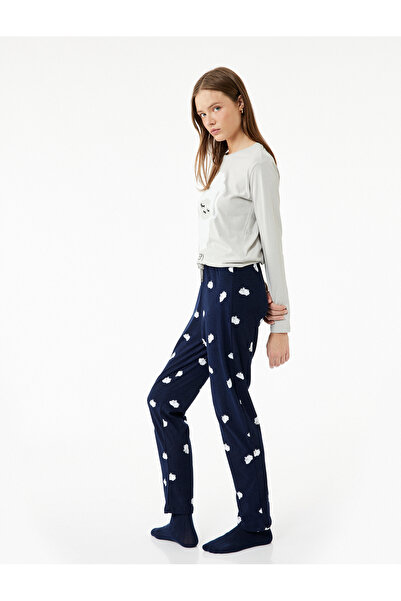 Koton Cotton Lamb Printed Long Sleeve Pajamas Set
