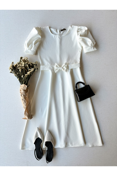 KÜÇÜĞÜM BUTİK Γυναικείο φόρεμα με κρεπ μίντι μήκους με λευκό καρπούζι