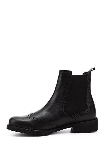 GÖNDERİ(R) Kadın / Kız Siyah Kauçuk Taban Hakiki Deri Chelsea Bot