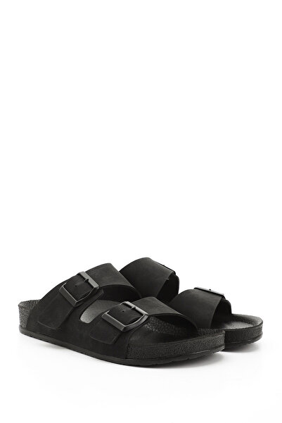 GÖNDERİ(R) SCHWARZE Damen-Hausschuhe mit Knopfverschluss 34048