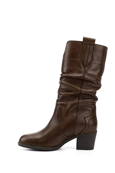 GÖNDERİ(R) Női barna antik vastag sarkú, valódi bőr csizma