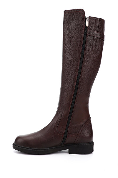 GÖNDERİ(R) Dámské vínové plovoucí boty na zip na gumové podrážce z pravé kůže