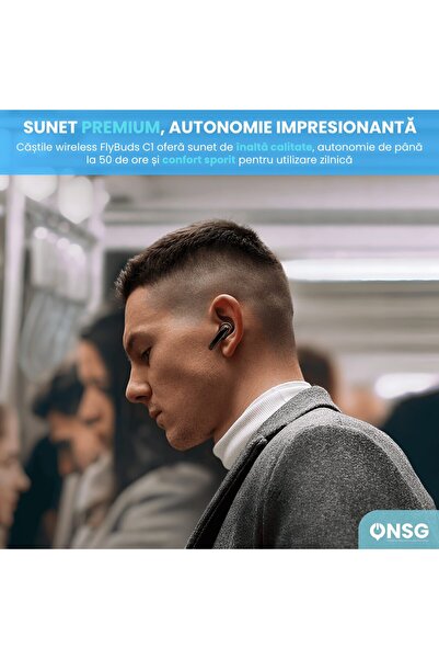 Tribit FlyBuds C1 Wireless In-Ear Headphones, True Wireless, Bluetooth 5.2, Powerful Bass, Black