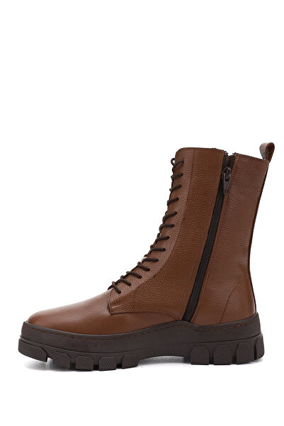 GÖNDERİ(R) Kadın / Kız Taba Floter Fermuarlı Kauçuk Taban Hakiki Deri Postal Bot