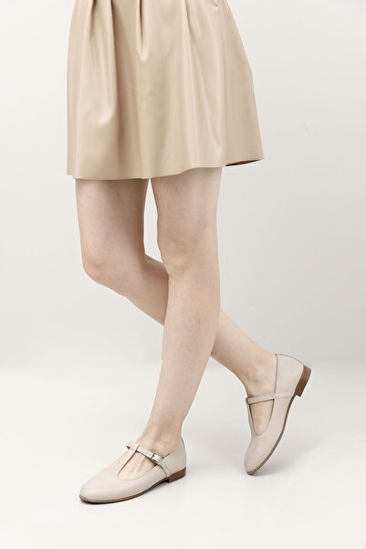 GÖNDERİ(R) Women/Girls Beige Mary Jane Genuine Leather Ballerinas