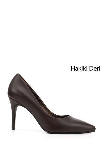 GÖNDERİ(R) Women / Girls Brown Pointed Toe Thin Heeled Genuine Leather Stiletto