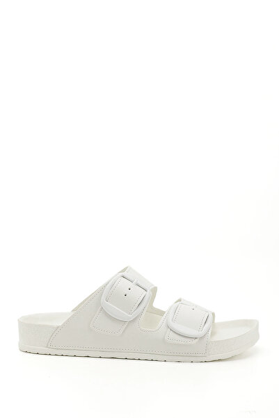 GÖNDERİ(R) WHITE Women's Daily Slippers with Heart Buckle 34046