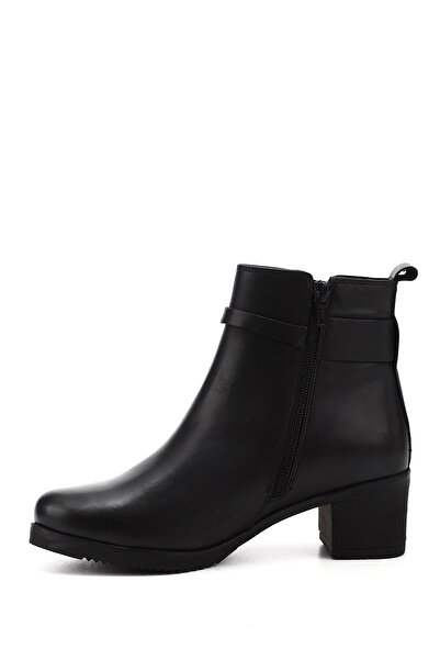 GÖNDERİ(R) Dámské černé kozačky na zip na silném podpatku z pravé kůže