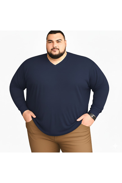 sngl Men's Plus Size Oversize Long Sleeve V Neck T-Shirt 3XL 4XL 5XL 6XL 7XL 8XL 9XL