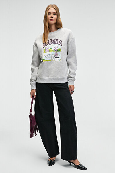 GRIMELANGE Progristo Women's Puff Print Detailed Regular Fit Grimelange Sweatshirt