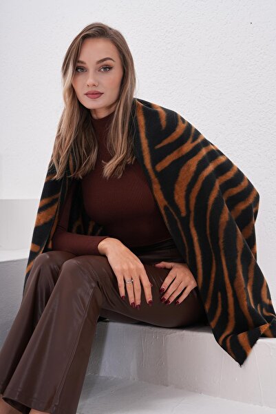 Luminos Butik Mürup Zebra Motif Wool Scarf - Shoulder Shawl / Only a Figure Available
