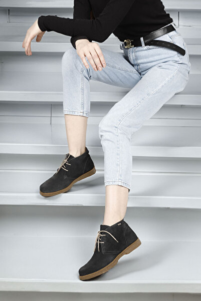 GÖNDERİ(R) Γυναικείες / Κορίτσια Anthracite Suede Oxford Mold Rubber Sole από γνήσιο δέρμα