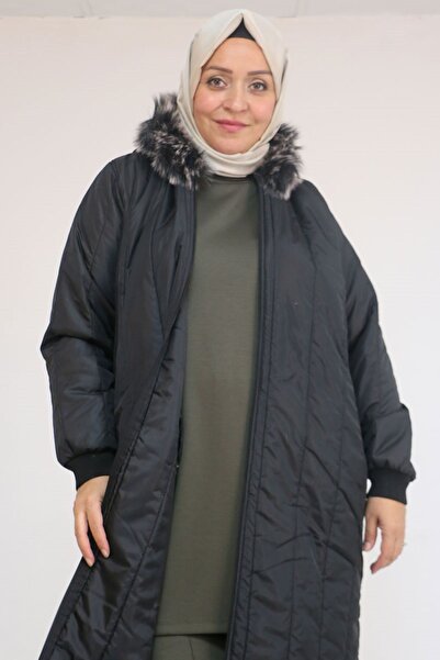 Eslina 33093 Μπουφάν με κουκούλα με καπιτονέ-Μαύρο