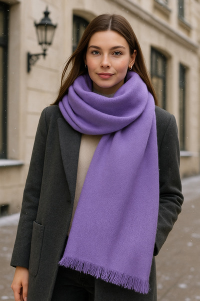 Luminos Butik Unisex Lila Yumuşak Dokulu Kalın Atkı - Şal 70x180 cm SAL1206