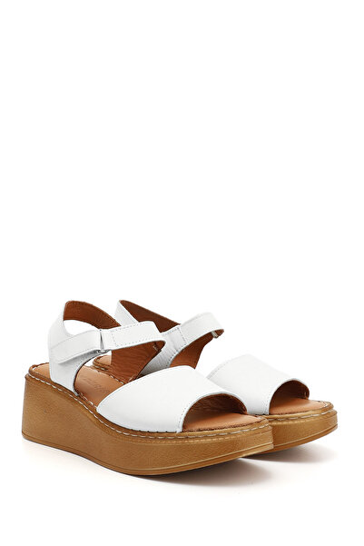 GÖNDERİ(R) Sandale din piele naturală cu talpă cu pană albă pentru femei/fete