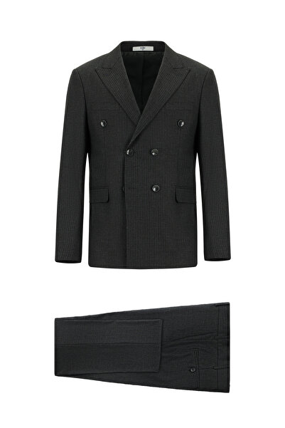 Kiğılı Super Slim Fit Extra Slim Fit Striped Wool Double Breasted Suit