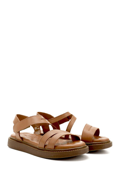 GÖNDERİ(R) Women's Velcro Strap Wedge Sole Genuine Leather Comfort Sandals