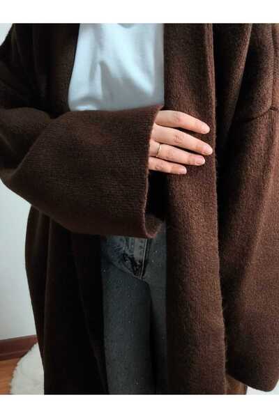 Avrile Brown Knitwear Thick Long Cardigan