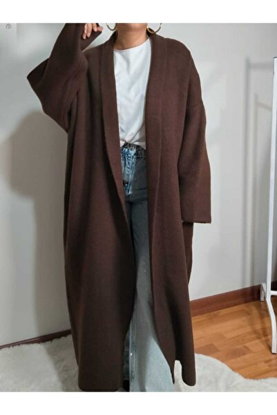 Avrile Brown Knitwear Thick Long Cardigan