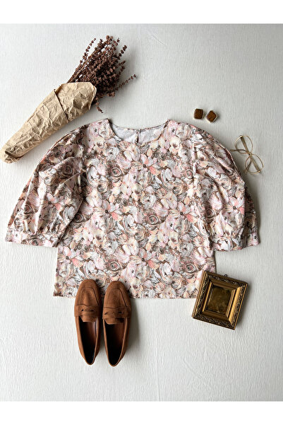KÜÇÜĞÜM BUTİK Μπλούζα ποπλίνα με μπαλόνι με παστέλ σχέδιο