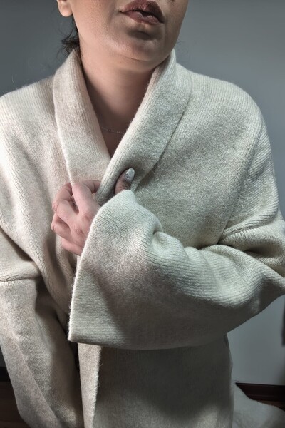 MADAMMERY Cream Color Thick Long Oversize Loose Cardigan