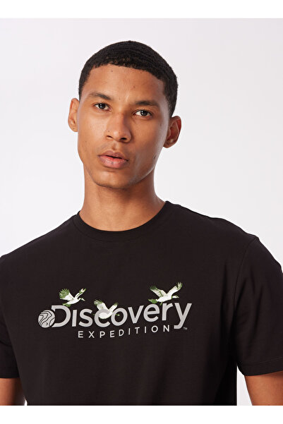 Discovery Expedition D4SM-TST3310 Siyah Bisiklet Yaka Basic Baskılı Erkek T-Shirt