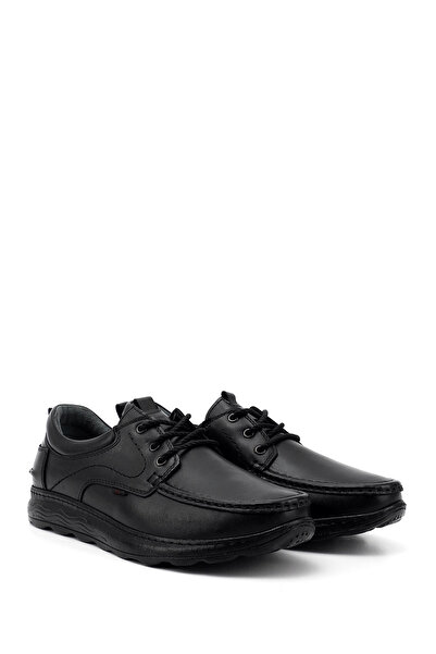 GÖNDERİ(R) Men's Black Lace-Up Genuine Leather Comfort Shoes