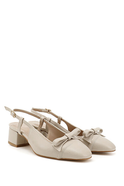 GÖNDERİ(R) Women's Leather Bow Short Thick Heeled Open Back Shoes