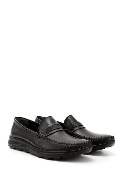 GÖNDERİ(R) Black Heel Genuine Leather Round Toe Casual Men's Shoes 42315