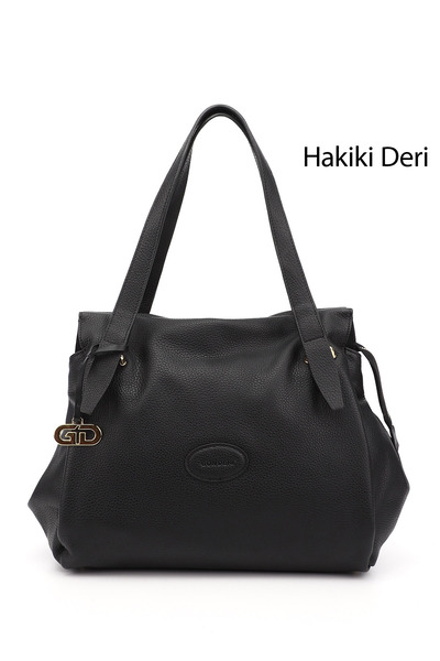 GÖNDERİ(R) BLACK FLOTER Gön Platinum z pravé kůže velké dámské kabelky přes rameno a do ruky B6537