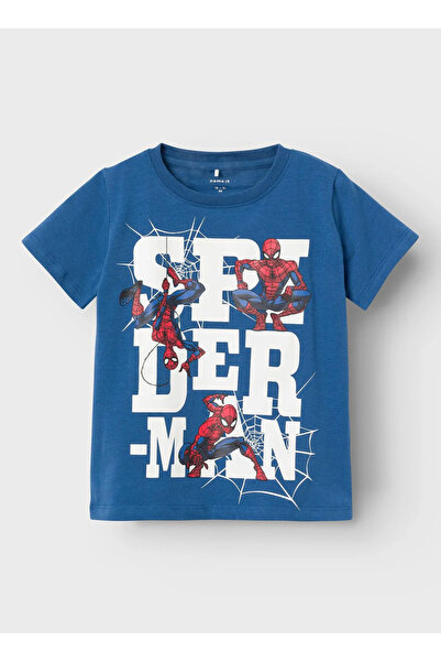 name ıt Desenli Koyu Mavi Erkek T-Shirt NMMMAKAN SPIDERMAN SS TOP MAR