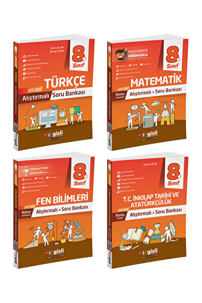 8. Sınıf LGS Alıştırmalı Soru Bankaları Dörtlü Set Gizli Yayınları