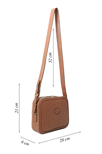 GÖNDERİ(R) Women / Girls Tan Genuine Leather Straw Knitted Long Strap Shoulder Bag