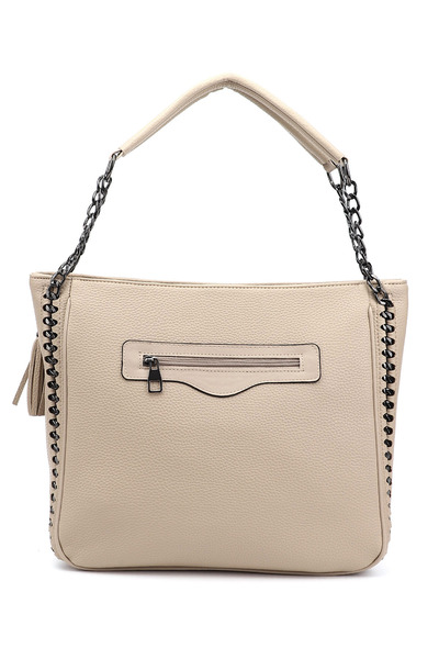 GÖNDERİ(R) Dámská / dívčí taška přes rameno se světlým norkovým střapcem