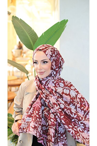 efdal şal eşarp Σάλι από βαμβάκι Aqua με πορτοκαλί σχέδιο