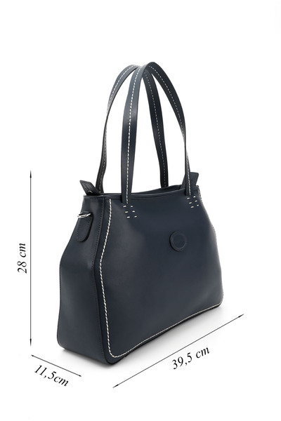 GÖNDERİ(R) Women / Girls Navy Blue Genuine Leather Hand and Shoulder Bag