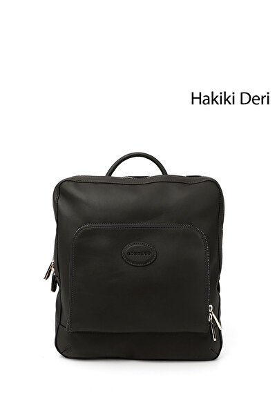 GÖNDERİ(R) Women/Girls Black Genuine Leather Handbag and Backpack