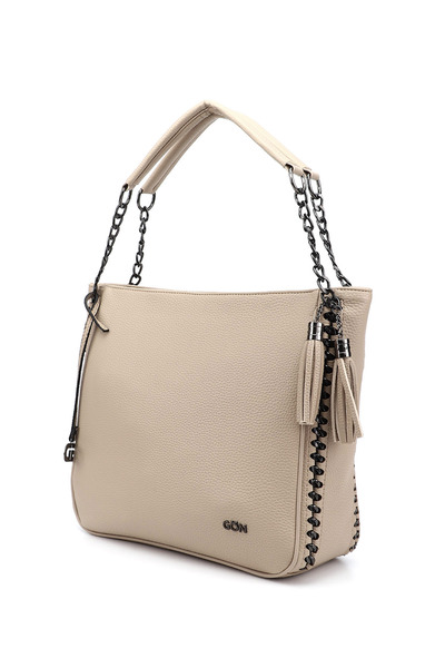 GÖNDERİ(R) Dámská / dívčí taška přes rameno se světlým norkovým střapcem