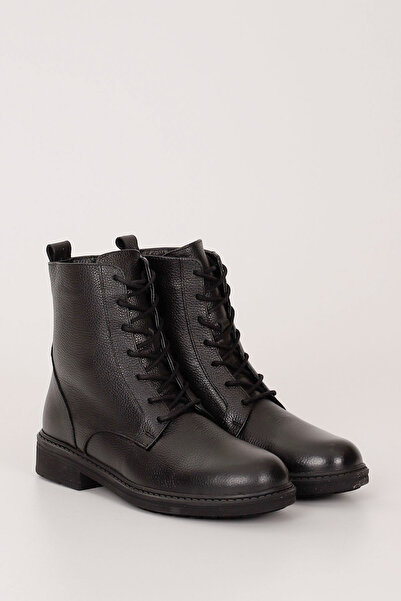 GÖNDERİ(R) Kadın / Kız Siyah Floter Fermuarlı Kauçuk Taban Hakiki Deri Postal Bot