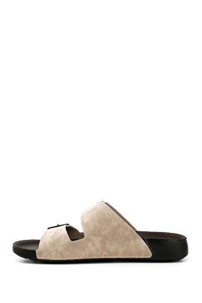 GÖNDERİ(R) Men's beige buckle slippers