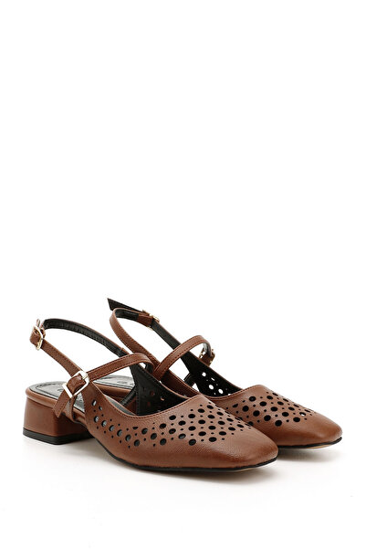 GÖNDERİ(R) Women / Girls Tan Short Thick Heeled Slingback Mary Jane Shoes