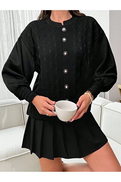 FIRAT kadın DÜĞME DETAYLI KAZAK, TRİKO CEKET
