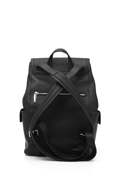 GÖNDERİ(R) BLACK Heart Platinum Genuine Leather Large Size Women's Backpack B3484